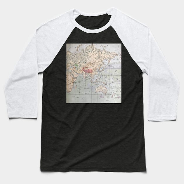 Europe and Asia, antique map 1800s Baseball T-Shirt by djrunnels